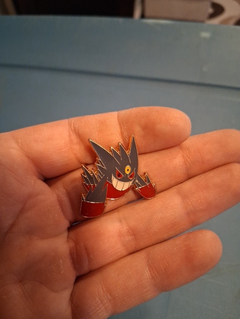 Gengar Pokemon Enamel Pin - Red and Gray Style